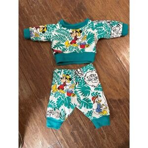 Vintage Disney Mickey‎ Mouse Safari Jungle Baby Sweatshirt Pants set 0-3 months